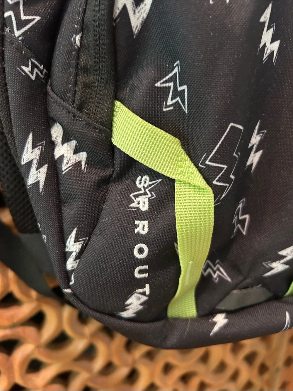 The North Face Kids Sprout Black Lightning Backpack with Lime Accents